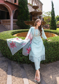 Thumbnail for PURE COTTON A-LINE KURTI PANT WITH DUPATTA