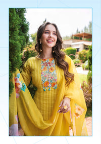 Thumbnail for PURE COTTON A-LINE KURTI PANT WITH DUPATTA