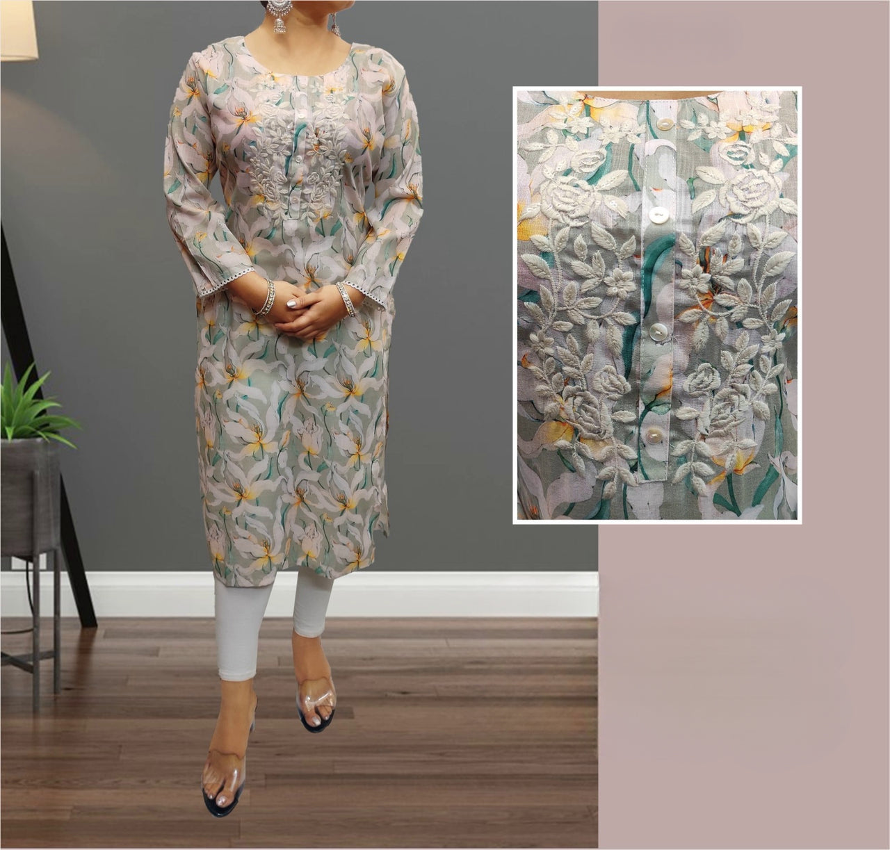 PURE VISCOSE EMBROIDERY KURTI 2 PC