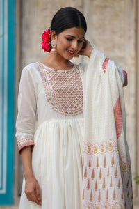 Thumbnail for MAL COTTON GOWN WITH EMBROIDERY, ZARI & MIRROR WORK COMES WITH DUPATTA